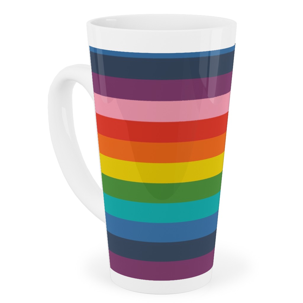 Colorful Live - Rainbow Stripe Tall Latte Mug, 17oz, Multicolor