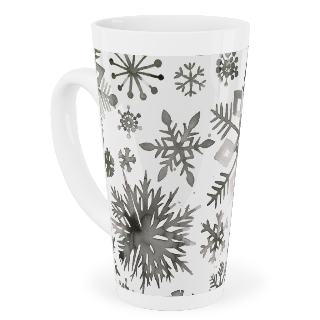 Winter Snowflakes - Gray Tall Latte Mug, 17oz, Gray