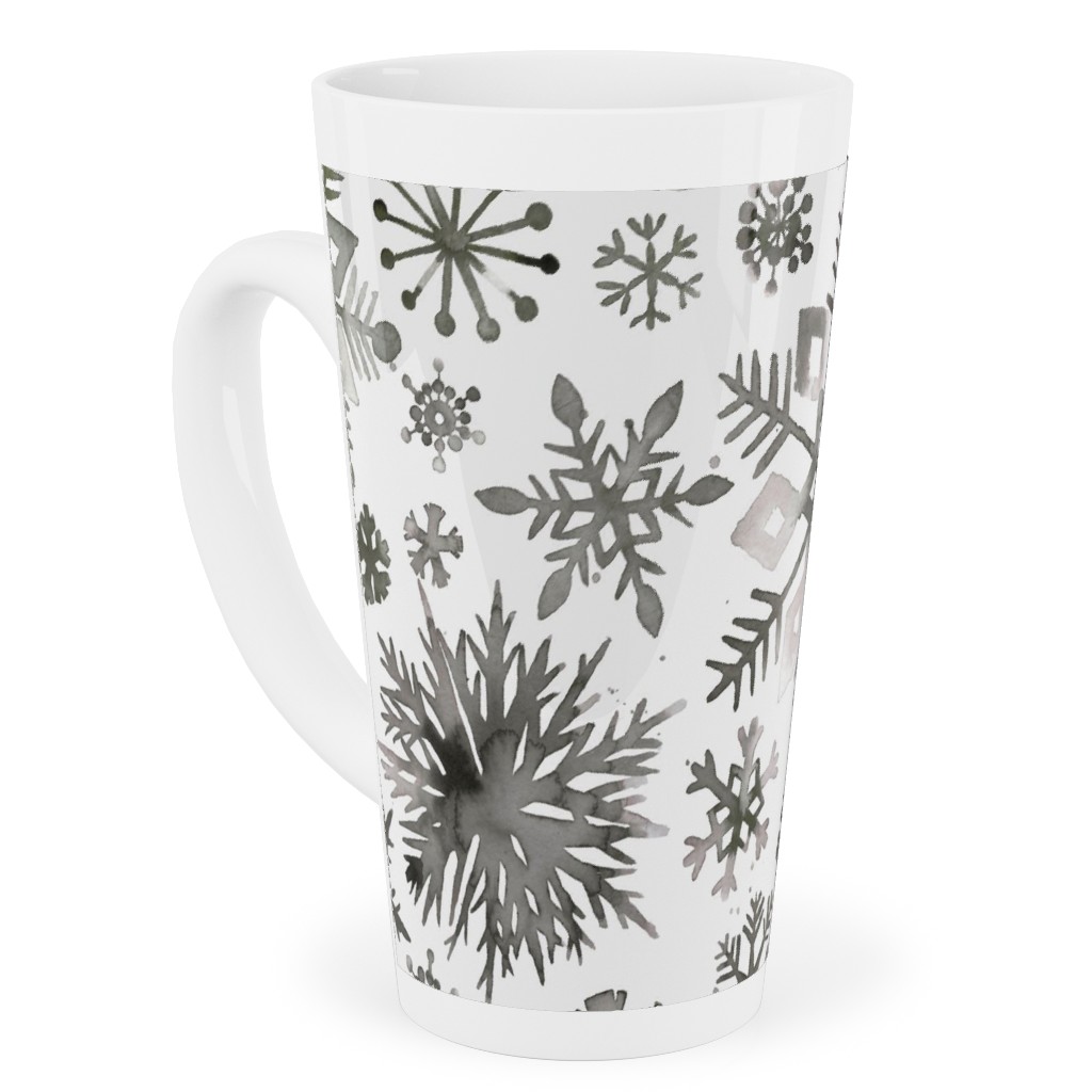 Winter Snowflakes - Gray Tall Latte Mug, 17oz, Gray, Gray