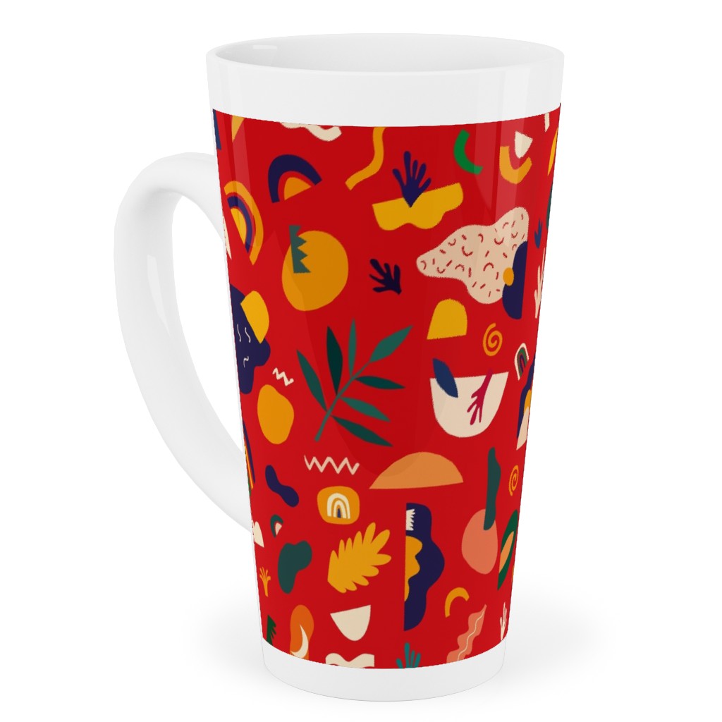 Seamless Pattern - Red Tall Latte Mug, 17oz, Red, Red