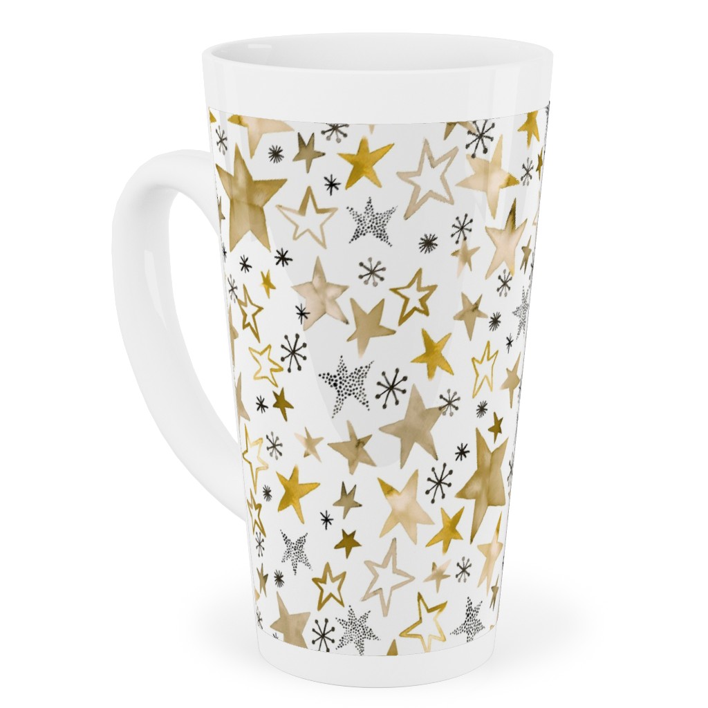 Winter Stars Christmas - Gold Tall Latte Mug, 17oz, Yellow