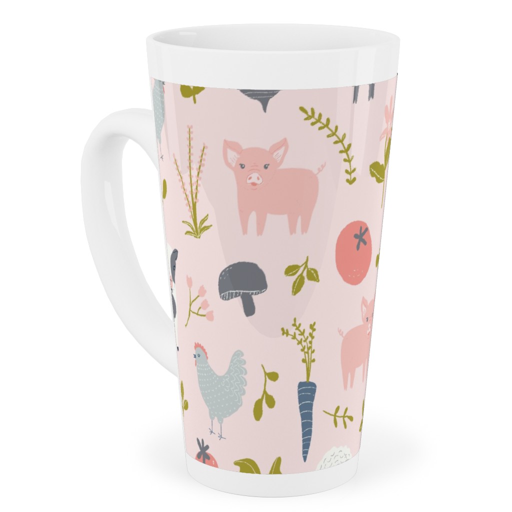 Farm Life - Pink Tall Latte Mug, 17oz, Pink, Bright Pink