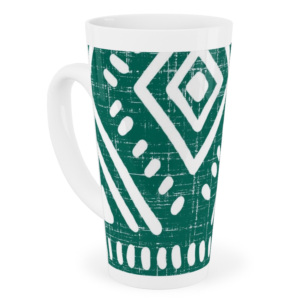 Abstract Diamond Tall Latte Mug, 17oz, Green