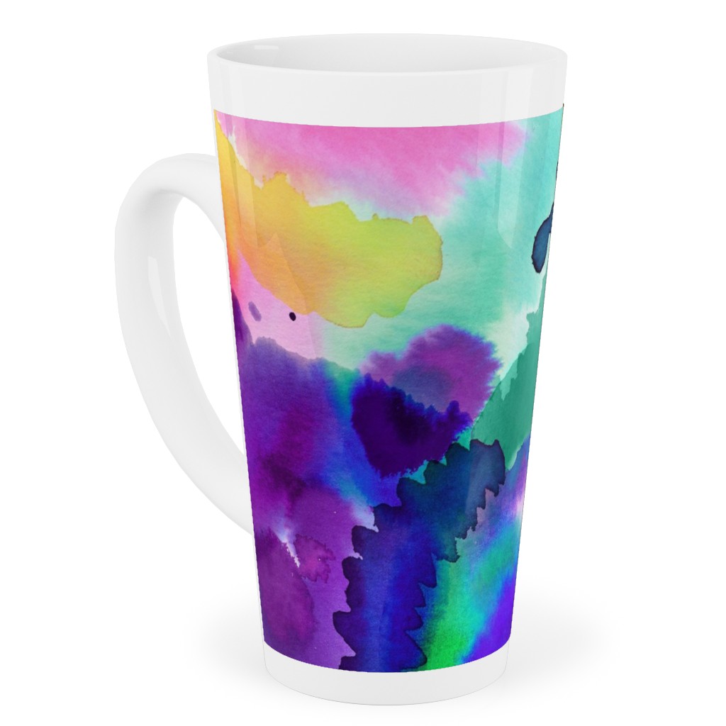 Abstract Floral Watercolor - Multi Tall Latte Mug, 17oz, Multicolor