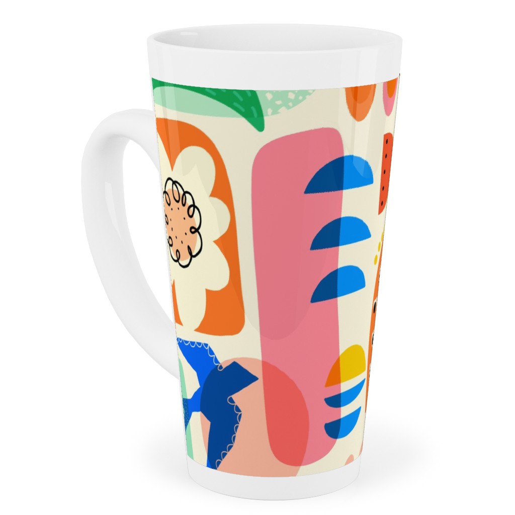 Abstract Shapes Fun Collage - Multi Tall Latte Mug, 17oz, Multicolor