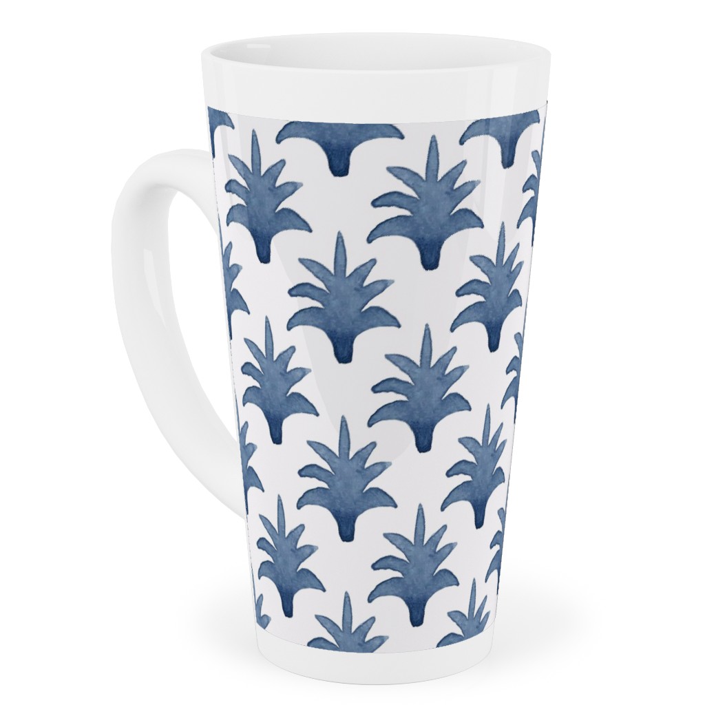 Pinecone - Indigo on Cream Tall Latte Mug, 17oz, Blue