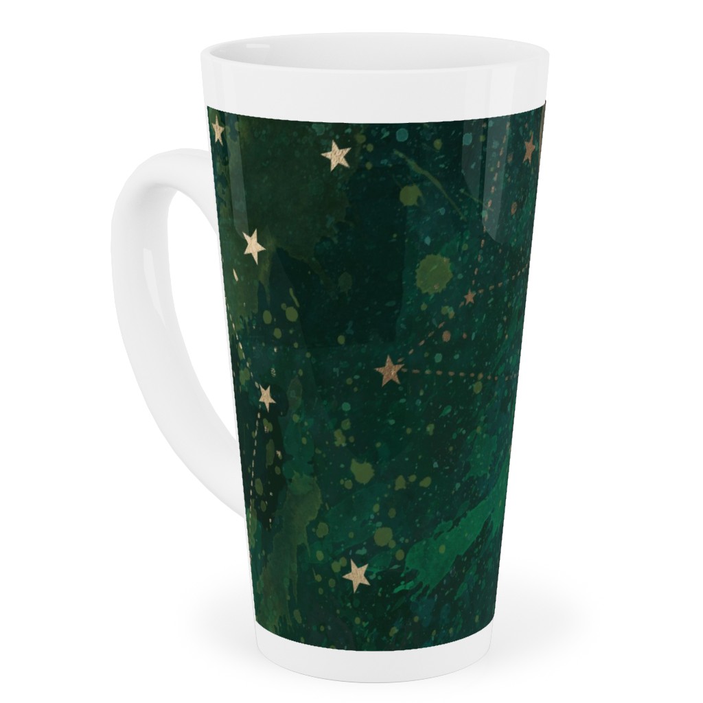 Moon and Stars - Green Tall Latte Mug, 17oz, Green