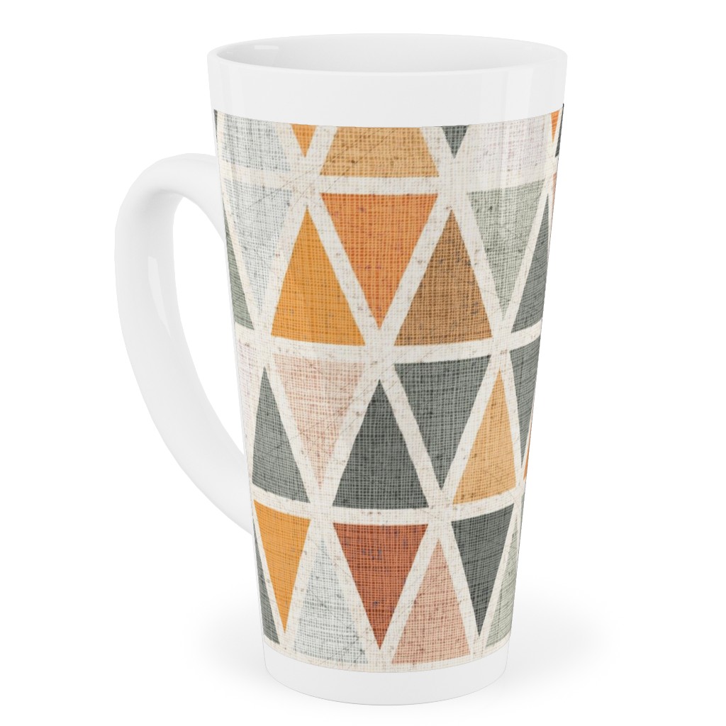 Triangles - Grey and Orange Tall Latte Mug, 17oz, Multicolor