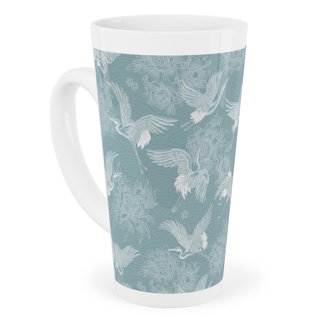 Majestic Cranes - Blue Tall Latte Mug, 17oz, Blue