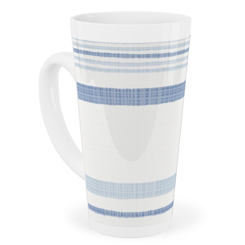 Double Anderson Stripe - Blue Tall Latte Mug, 17oz, Blue, True Blue