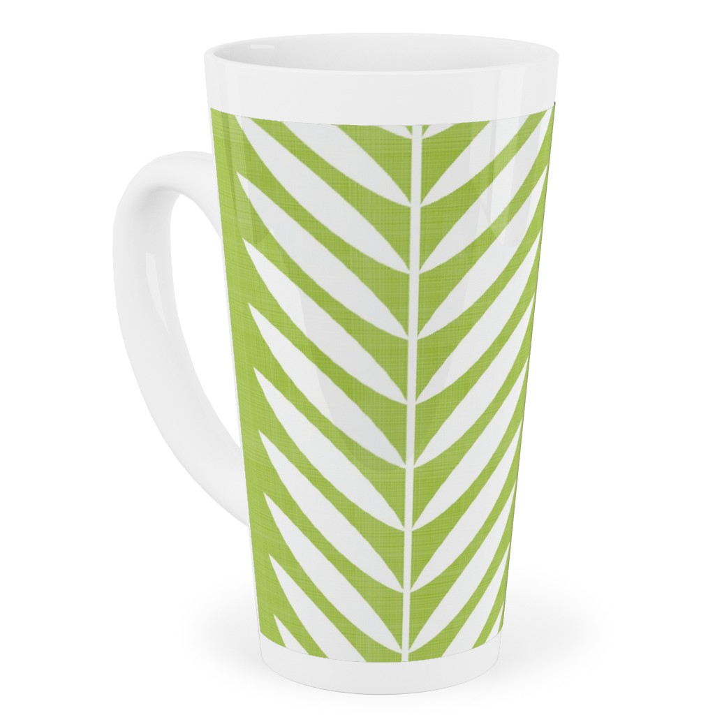 Laurel Leaf Stripe Tall Latte Mug, 17oz, Green