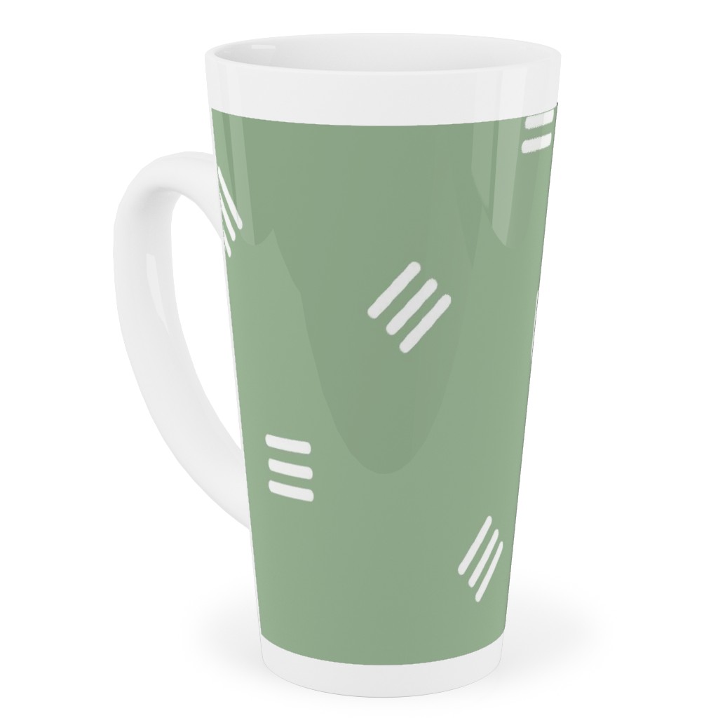 Tossed Groups of Lines - Sage Green Tall Latte Mug, 17oz, Green