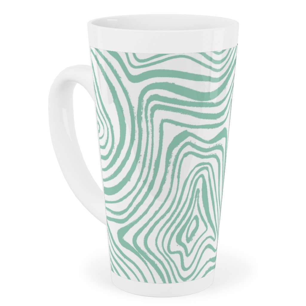 Abstract Wavy Lines - Green Tall Latte Mug, 17oz, Green