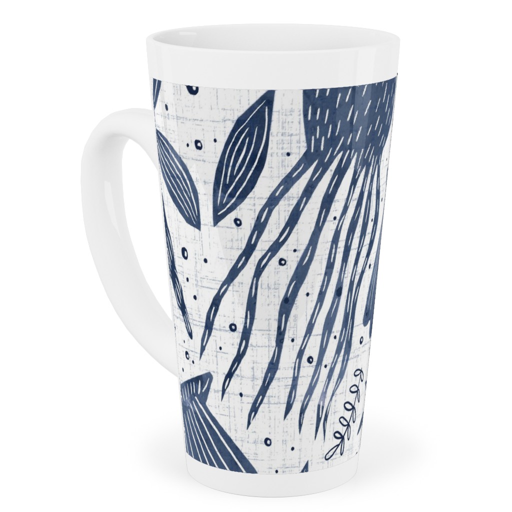 Sea Shells - Navy Tall Latte Mug, 17oz, Blue