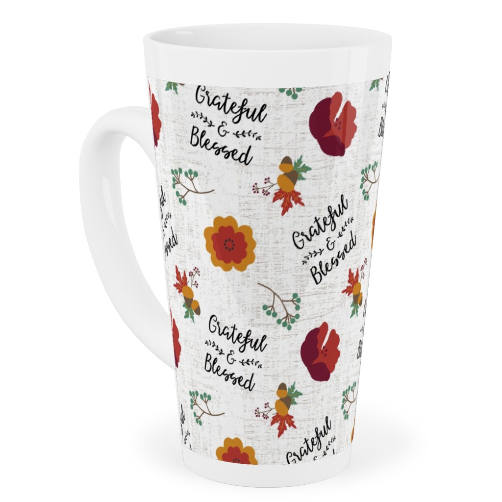 Grateful & Blessed Tall Latte Mug, 17oz, Multicolor