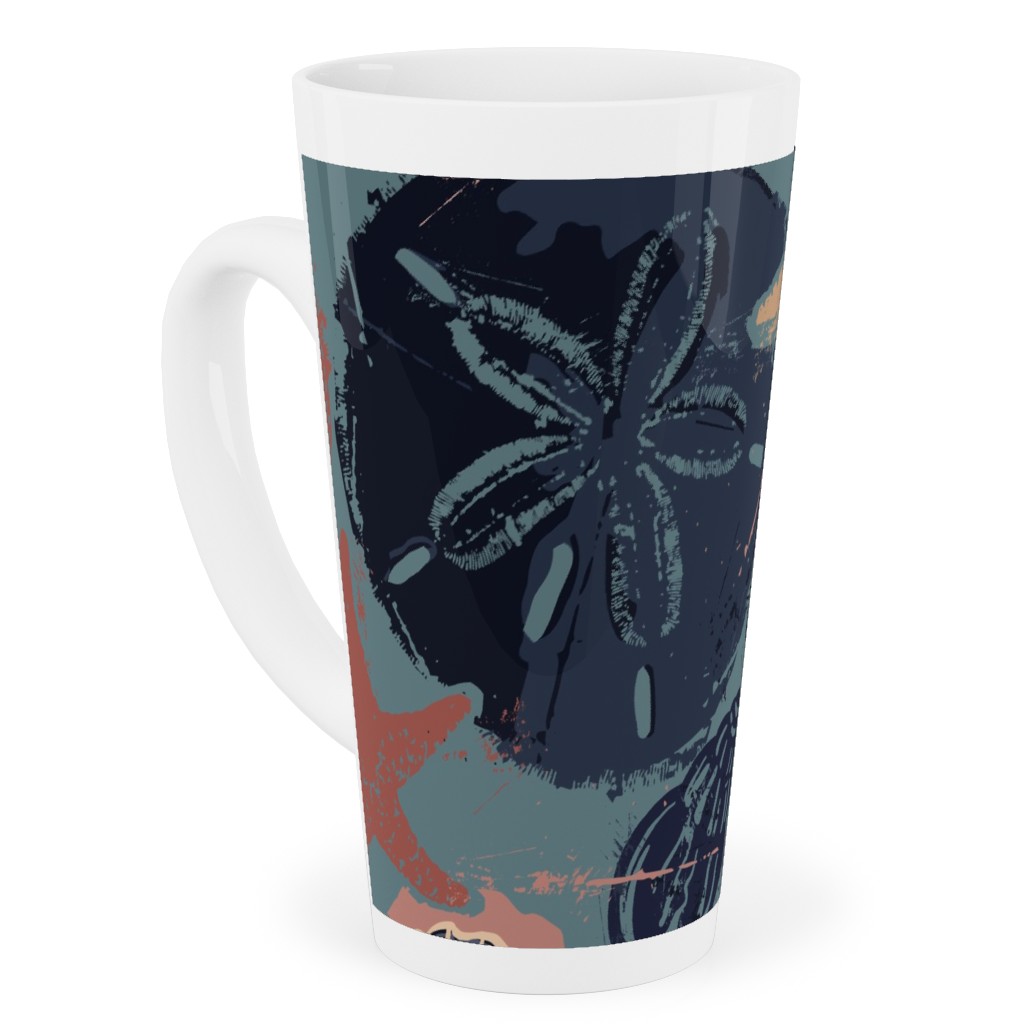 Seashells Tall Latte Mug, 17oz, Multicolor, Metal