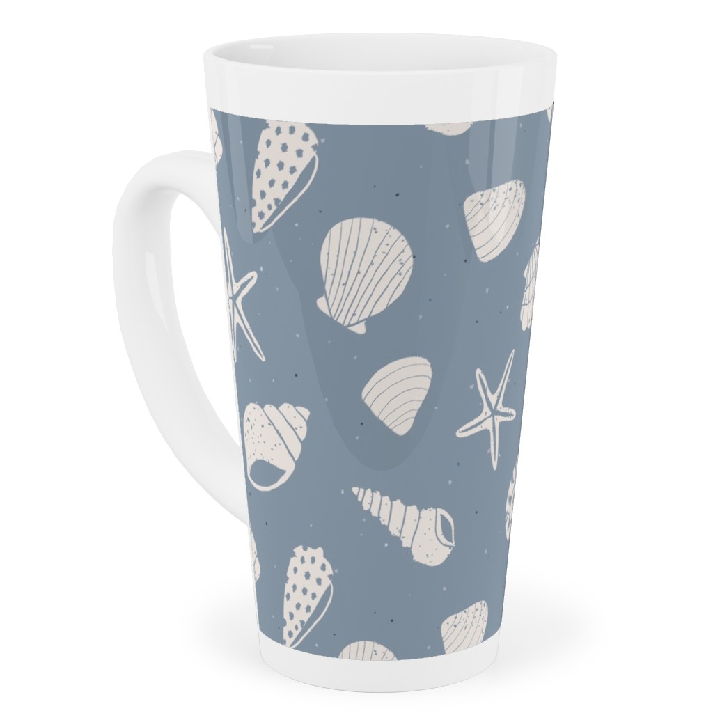 Seashells Summer Beach - Dusty Blue Tall Latte Mug, 17oz, Blue, True Blue