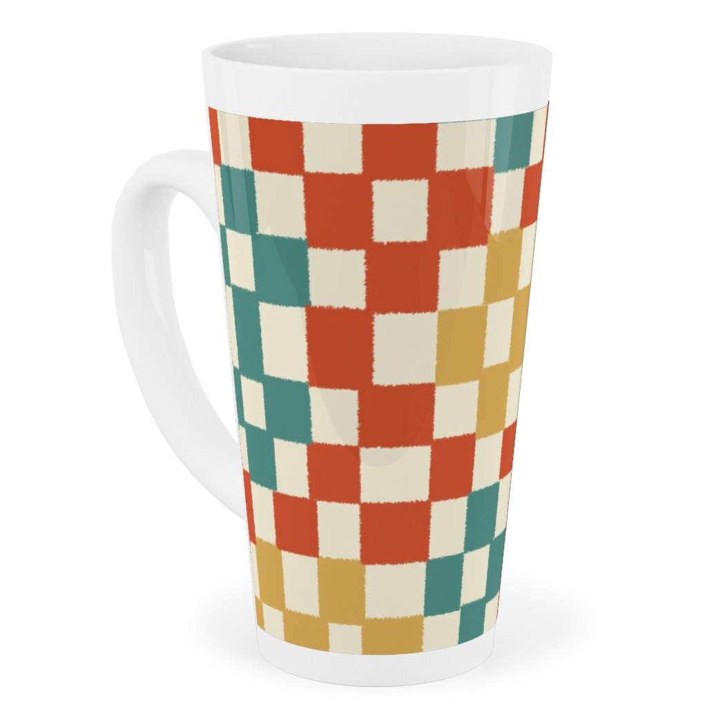 Wonky Checkerboard - Multi Tall Latte Mug, 17oz, Multicolor