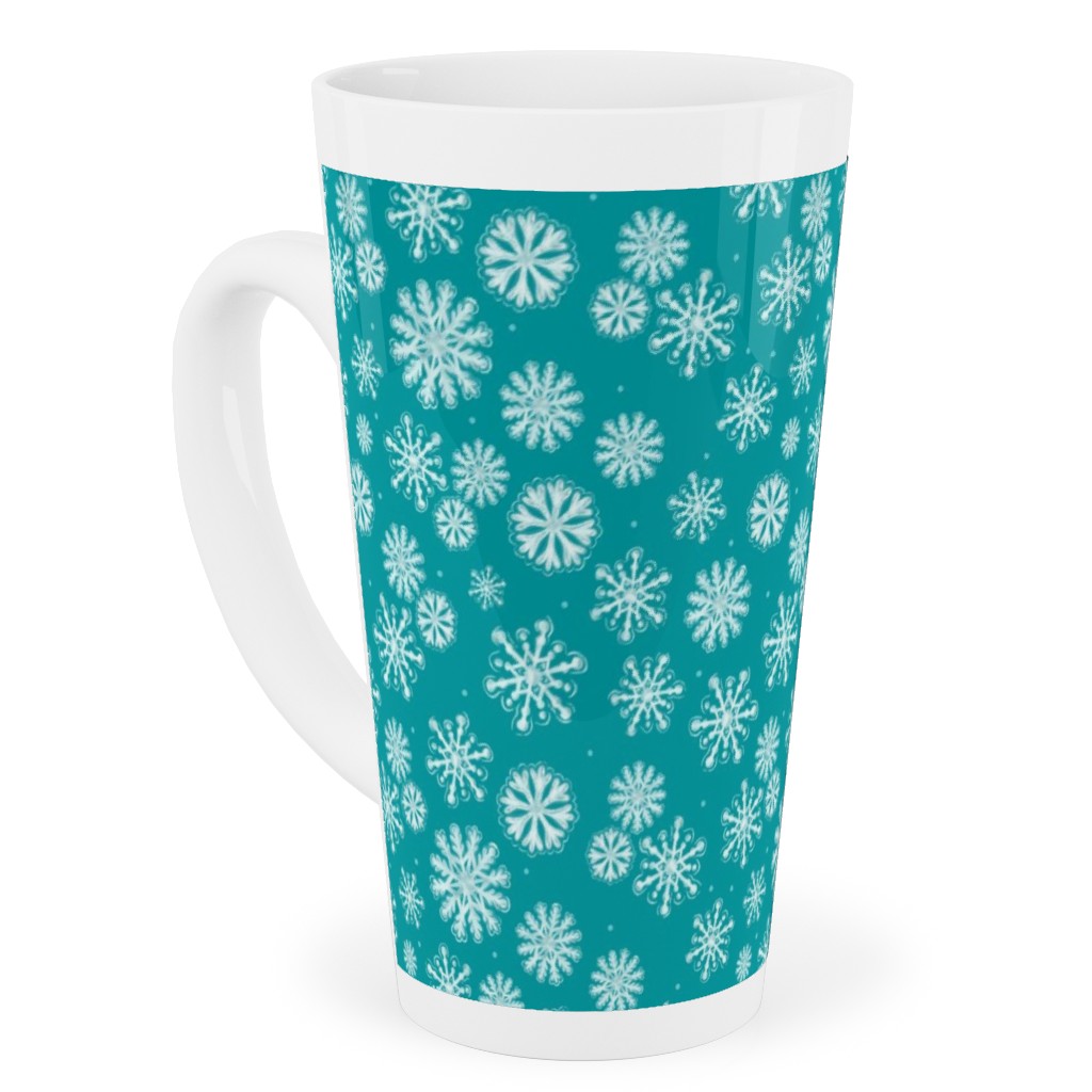 Let It Snow Snowflakes - Blue Tall Latte Mug, 17oz, Blue, True Blue