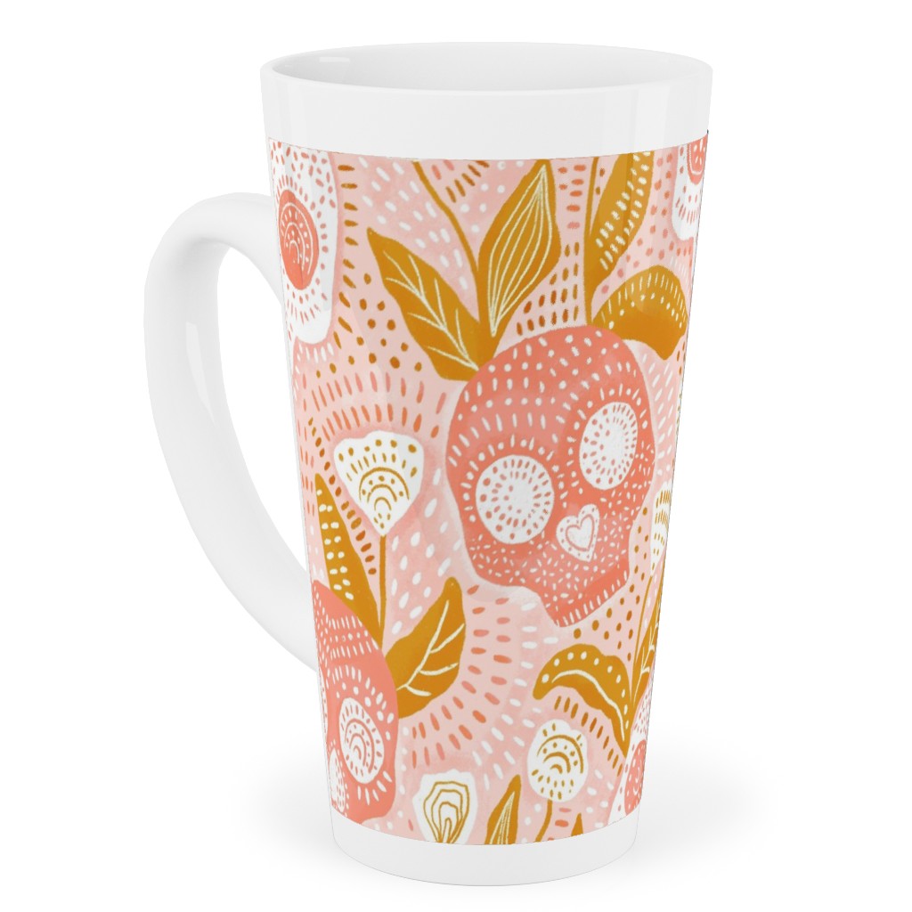 Pastel Halloween Skulls - Pink Tall Latte Mug, 17oz, Pink