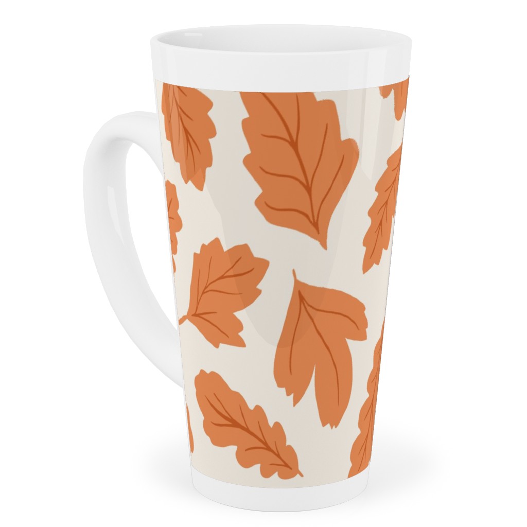 Autumn Leaves - Orange on Cream Tall Latte Mug, 17oz, Orange, Orange