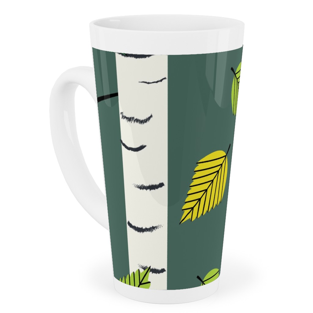 Autumn Birch Forest Tall Latte Mug, 17oz, Green, Classic Green
