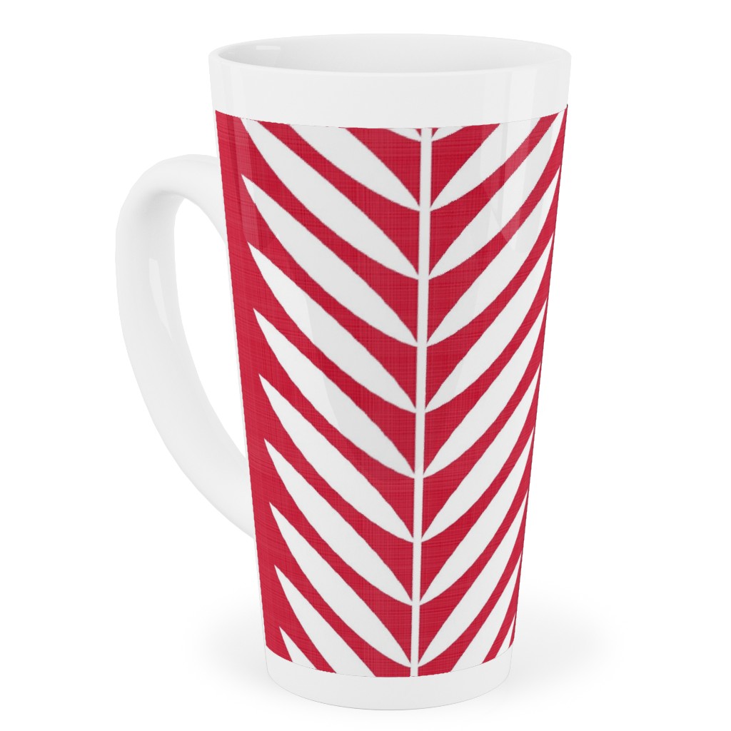 Laurel Leaf Stripe Tall Latte Mug, 17oz, Red
