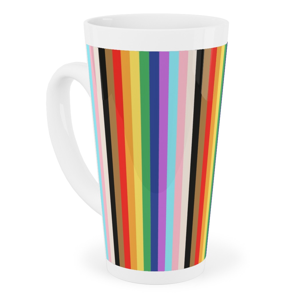 Lgbtq Stripes - Rainbow Pride Flag - Vertical Tall Latte Mug, 17oz, Multicolor