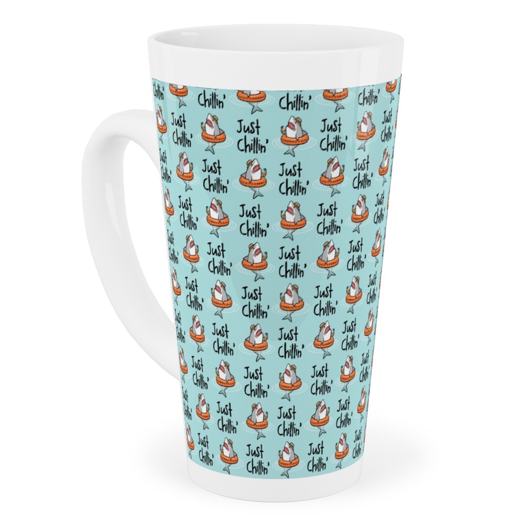 Just Chillin' - Pool Sharks - Light Blue Tall Latte Mug, 17oz, Blue, True Blue