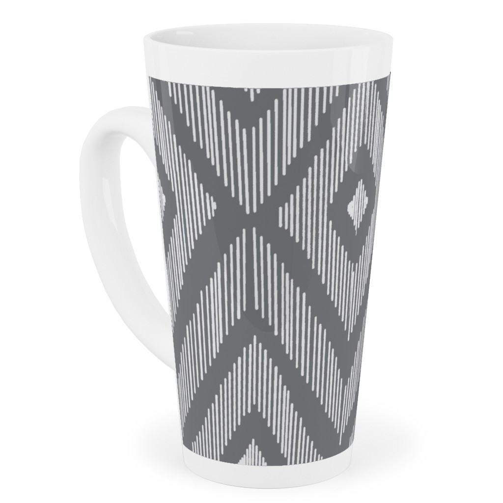Ikat Tall Latte Mug, 17oz, Gray, Slate