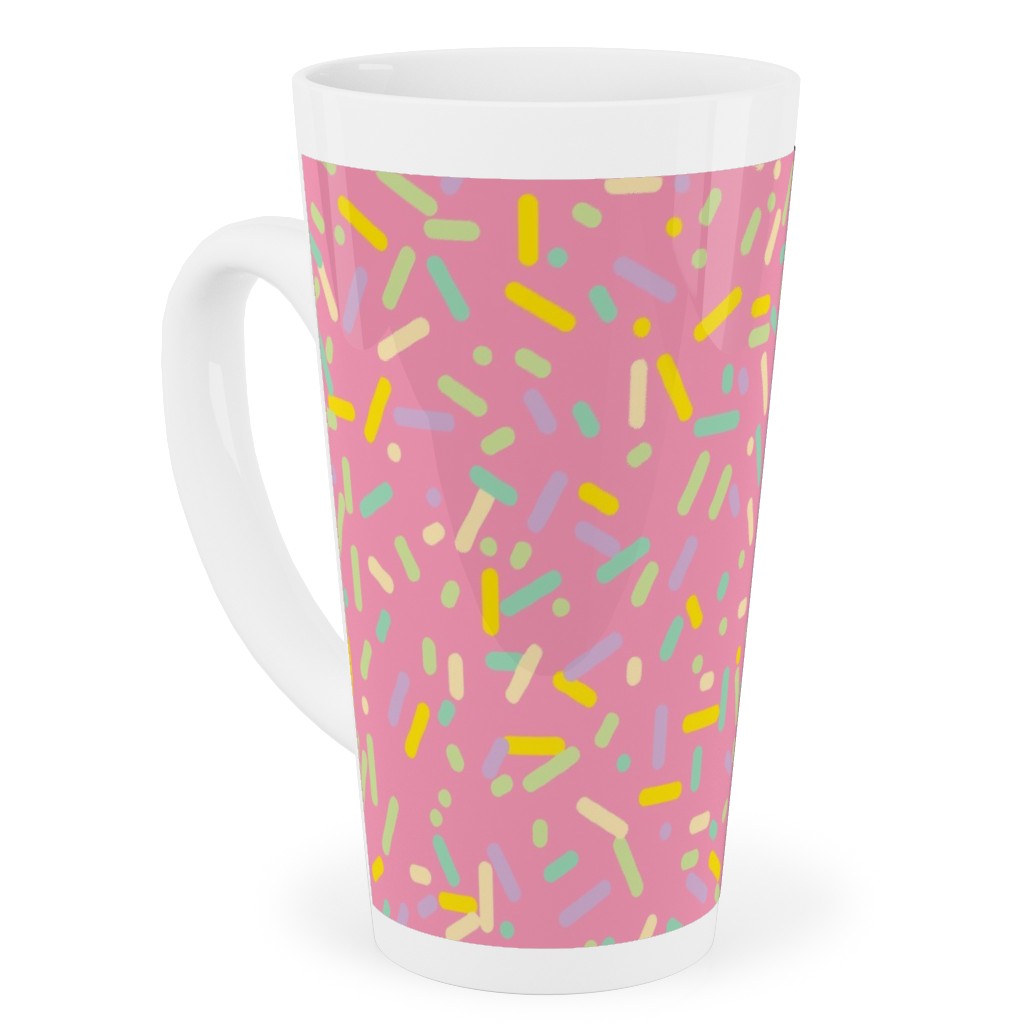 Sprinkles - Pink Tall Latte Mug, 17oz, Pink, Bright Pink