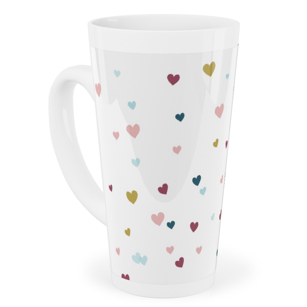 Confetti Hearts - White and Multi Tall Latte Mug, 17oz, Multicolor