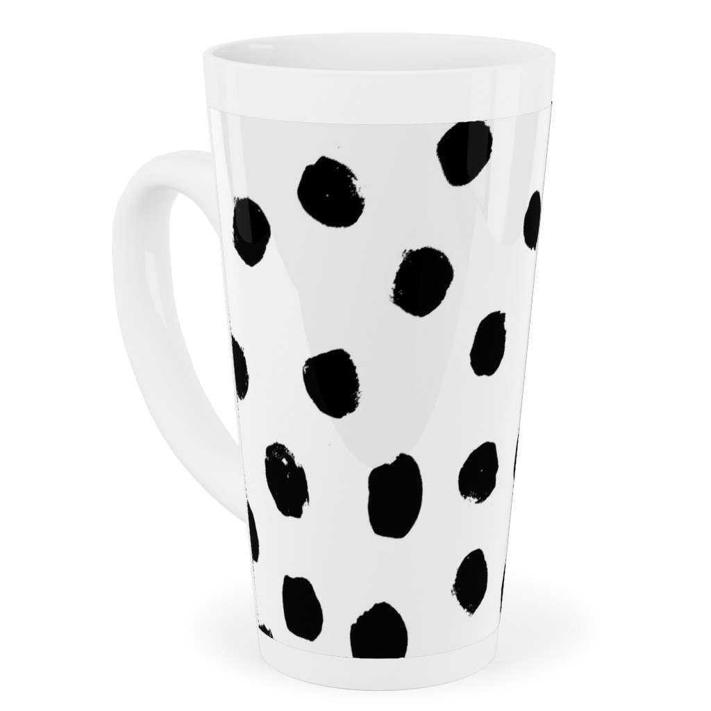 Soft Painted Dots Tall Latte Mug, 17oz, White, Black