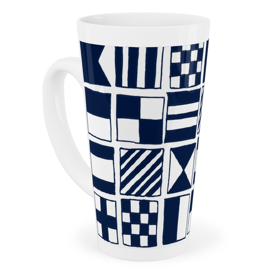 Sailing Flags - Navy Blue Tall Latte Mug, 17oz, Blue