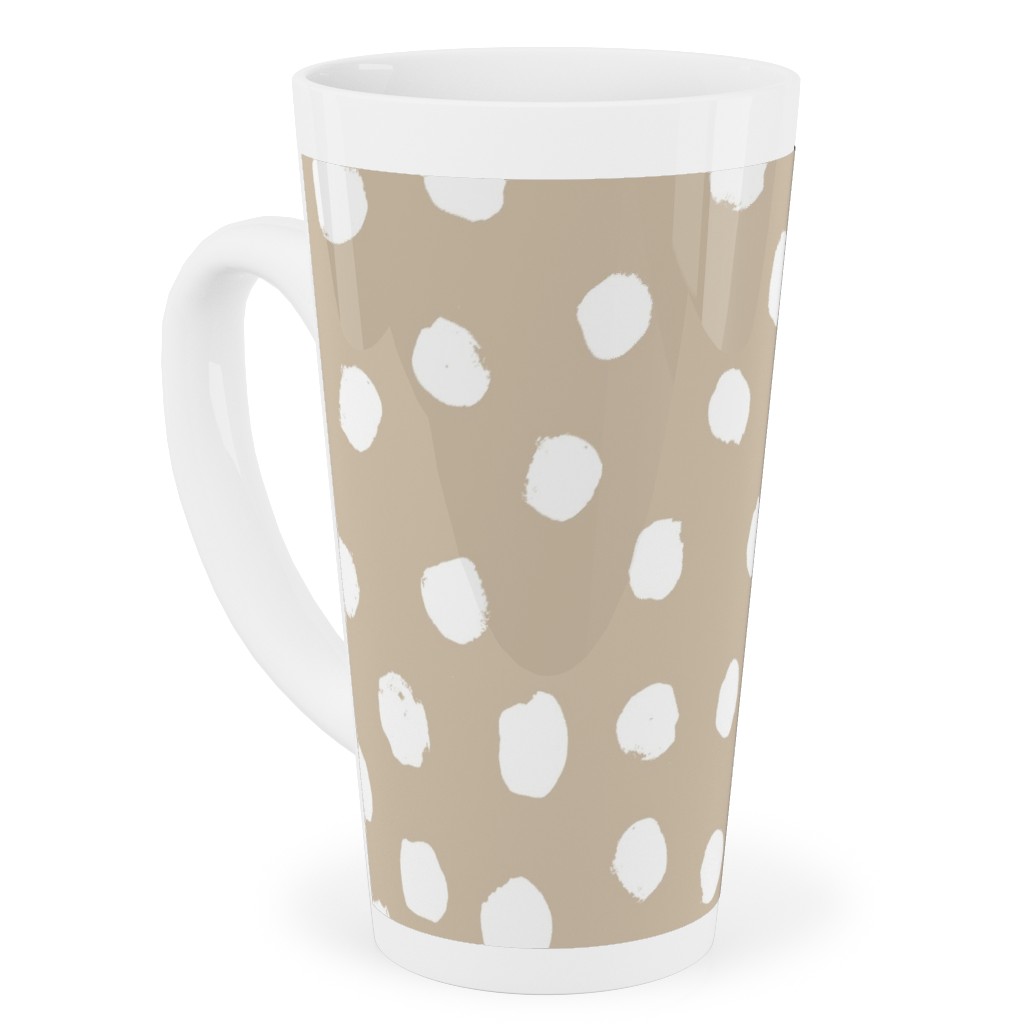 Soft Painted Dots Tall Latte Mug, 17oz, Beige, Alpaca