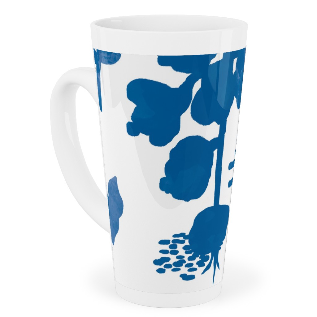 Blue and White Garden Tall Latte Mug, 17oz, Blue, True Blue