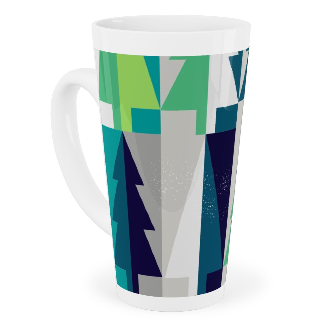 Winter Pine Tree Forest - Green Tall Latte Mug, 17oz, Green, Classic Green