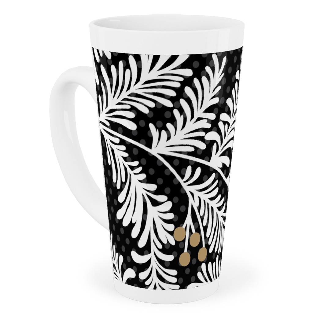 Winter Branches Tall Latte Mug, 17oz, Black