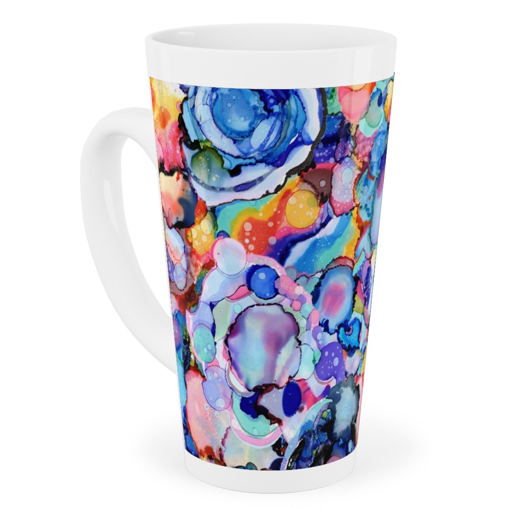Rainbow Ink Abstract - Multi Tall Latte Mug, 17oz, Multicolor
