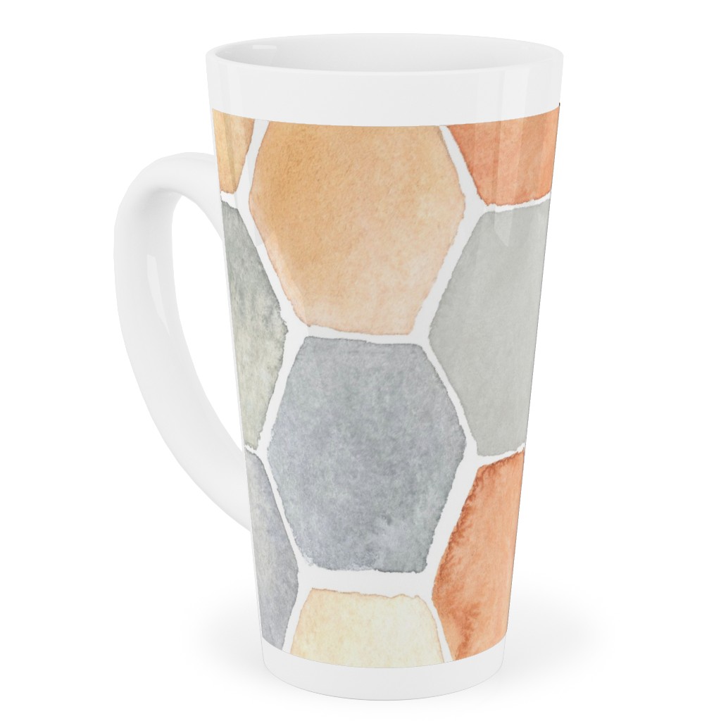 Hexagon - Warm Tall Latte Mug, 17oz, Multicolor