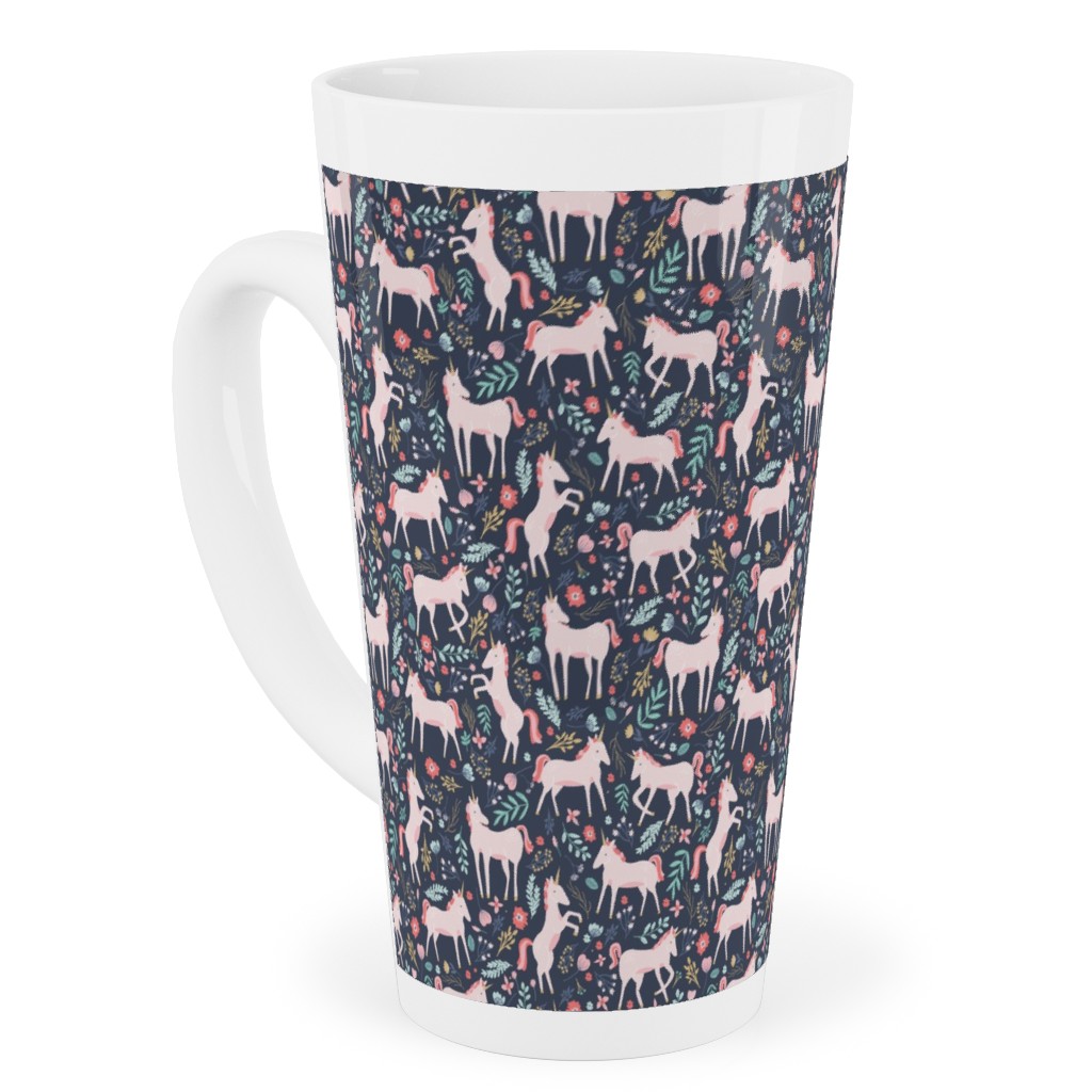 Pink Unicorn Fields - Dark Tall Latte Mug, 17oz, Multicolor