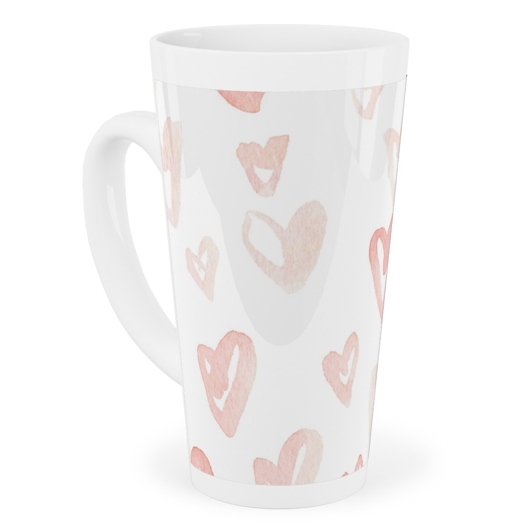 Pale Pink Hearts - Pink Tall Latte Mug, 17oz, Pink