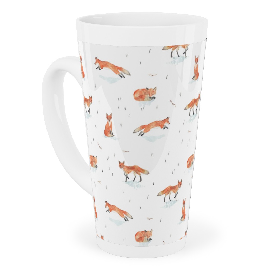 Winter Fox - White Tall Latte Mug, 17oz, Orange