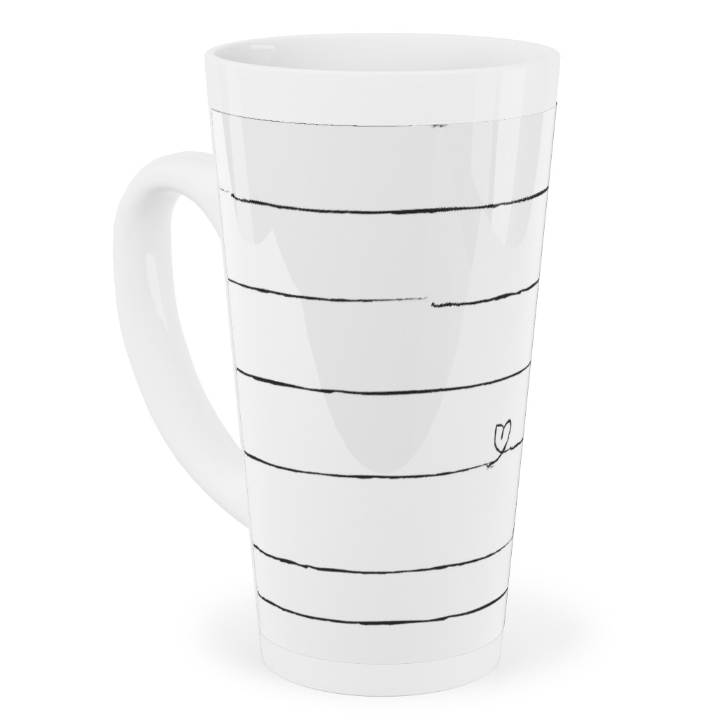 Love Note - Stripes - Black and White Tall Latte Mug, 17oz, White
