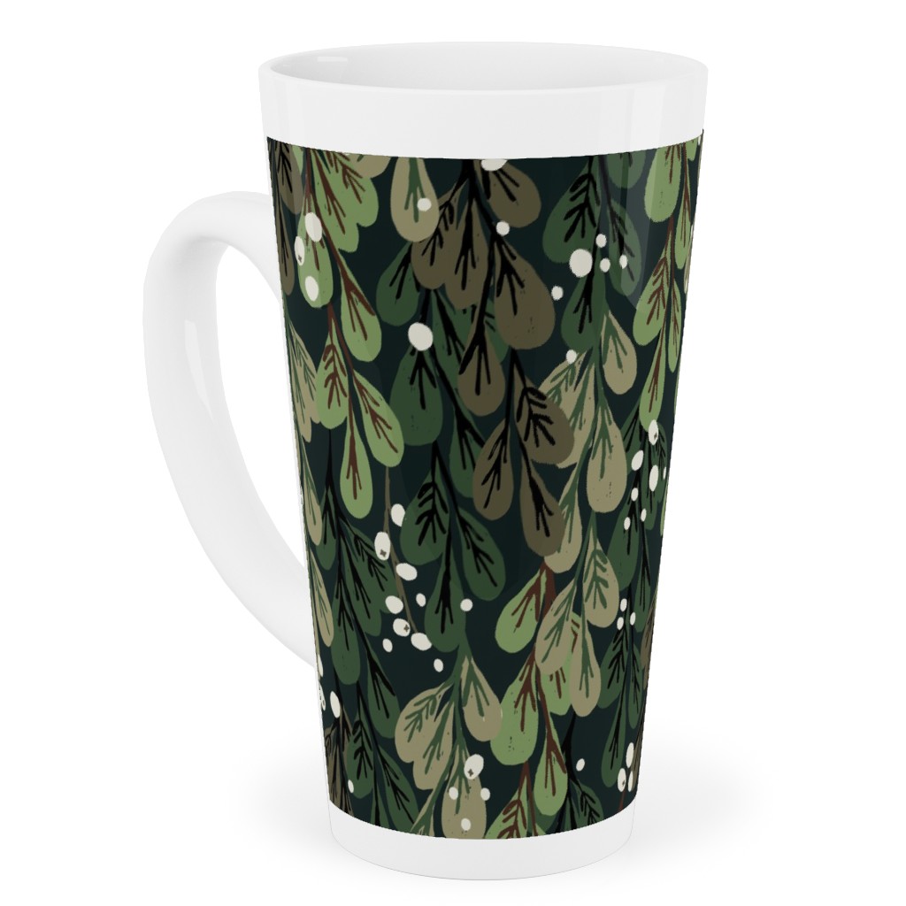 Mistletoe - Green Tall Latte Mug, 17oz, Green