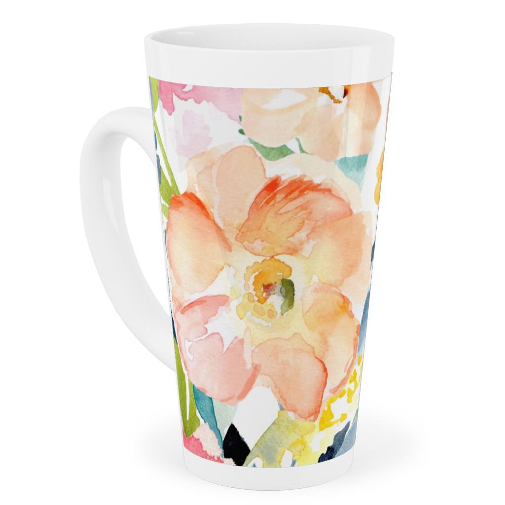 Floral Love Print Tall Latte Mug, 17oz, Multicolor