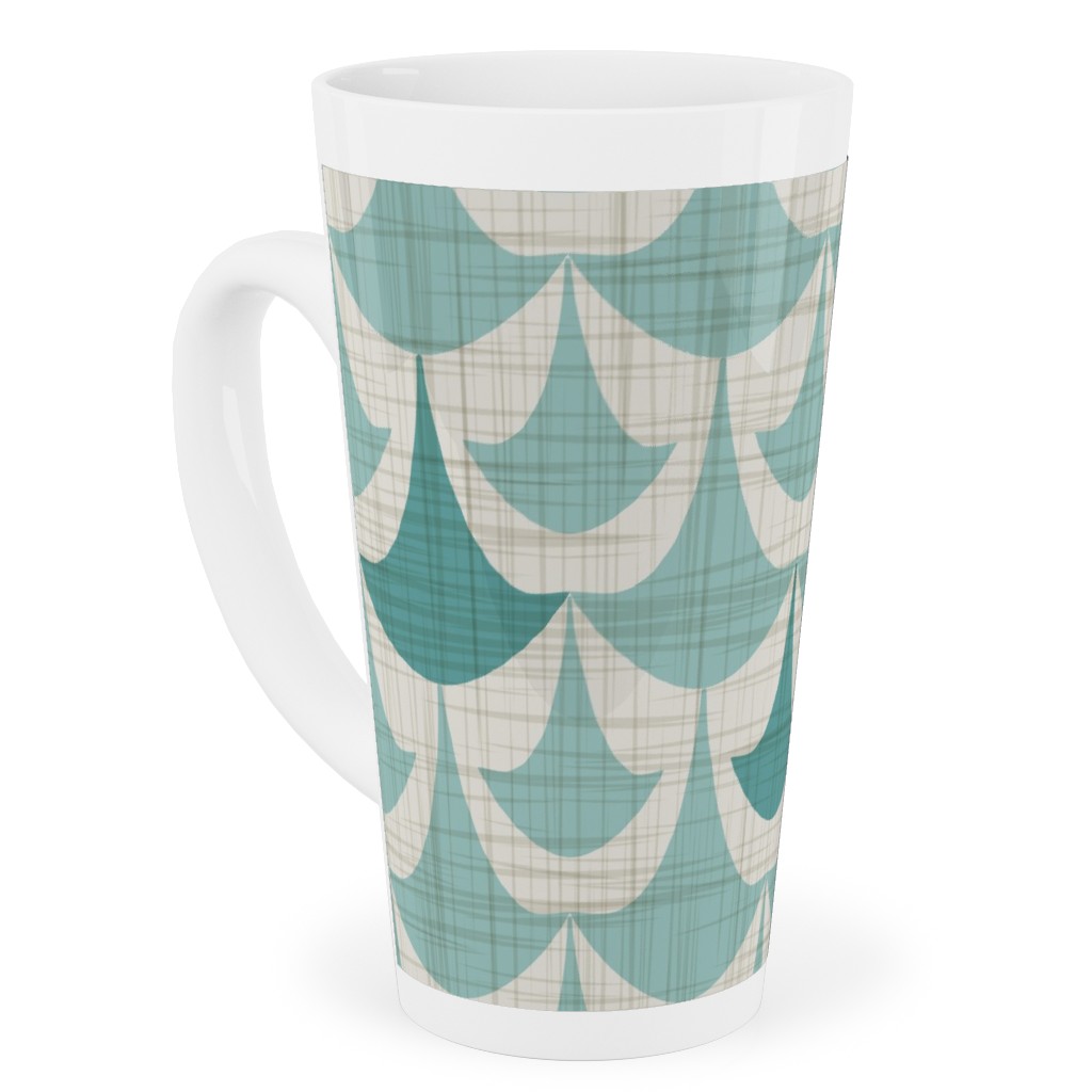 Rhapsody - Beige and Teal Tall Latte Mug, 17oz, Green