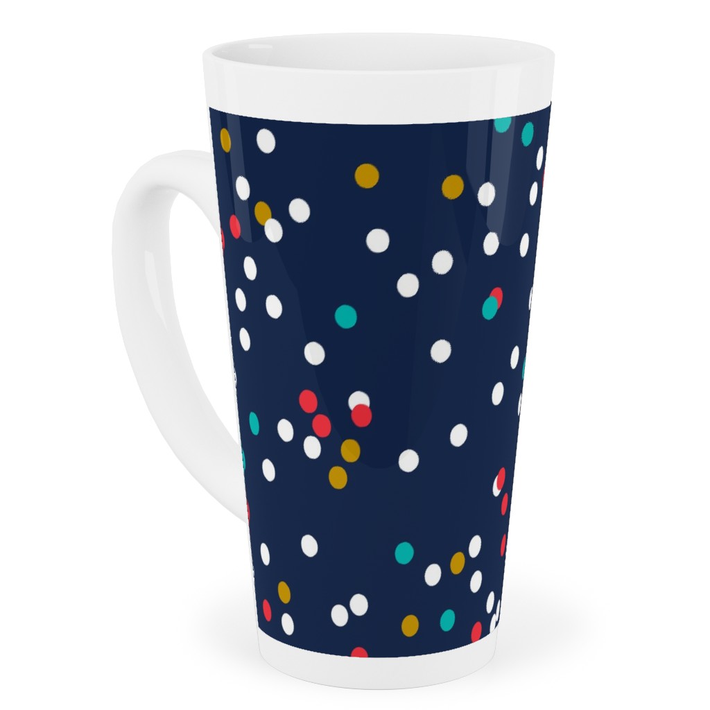 Fun-Fetti - Polka Dot - Navy Blue Tall Latte Mug, 17oz, Blue, True Blue