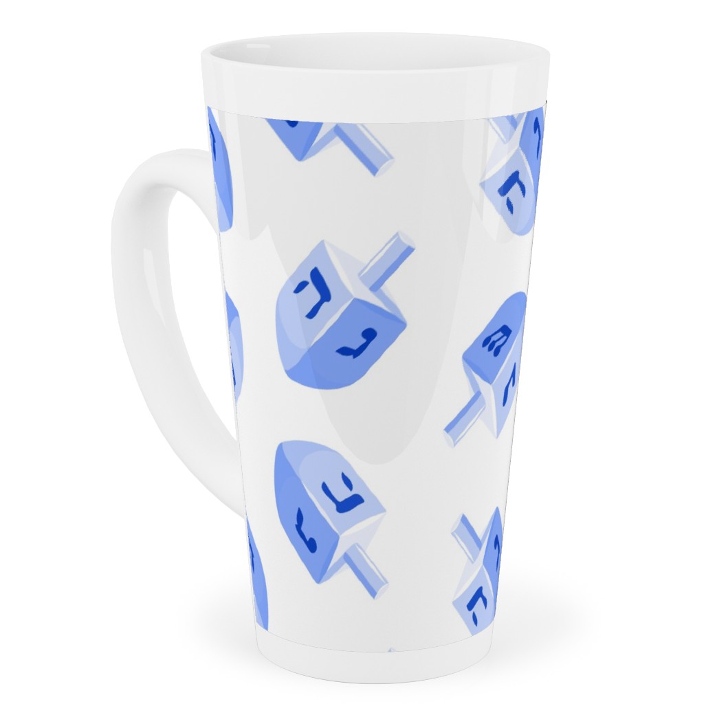 Dreidels Tall Latte Mug, 17oz, Blue, Blue Bonnet