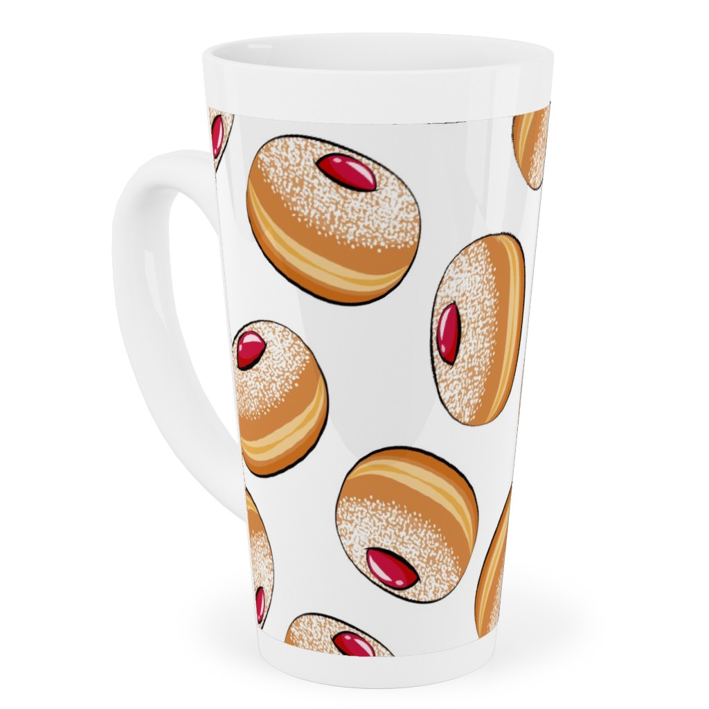 Sufganiyot (Jelly Doughnuts) - on White Tall Latte Mug, 17oz, Multicolor